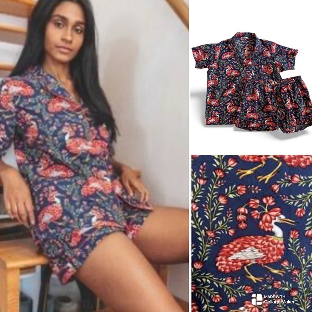 Anthropologie Printfresh NWOT Queen Lotus Pajama set